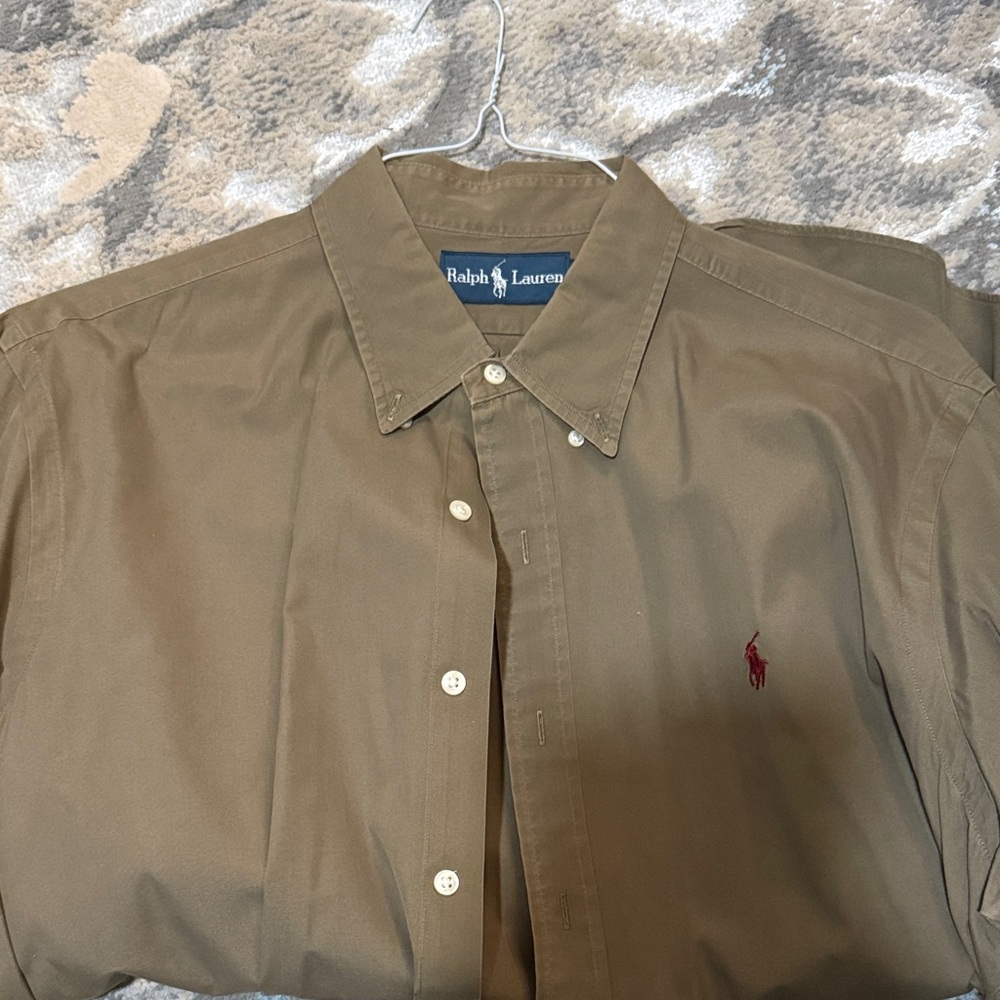 Ralph Lauren Men's Olive Button Down Shirt